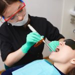 a women is getting dental treatment
