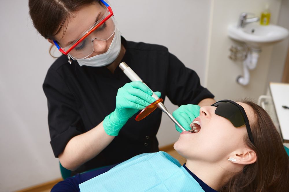 a women is getting dental treatment